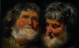 Twee studies van het hoofd van een oude man, c.1630 door Jacob Jordaens